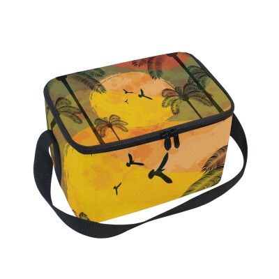 

Lunch Box Insulated Lunch Bag Large Cooler Summer Sunset Tote Bagfor Kids Men Women