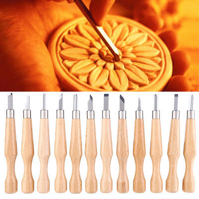 

Greensen 12Pcs High Carbon Steel Burin Blade Walnut Wood Handle Carving Tool