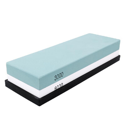 

Double-sided Bicolor Whetstone Cutter Sharpener Stone for Kitchen White Corundum Sharpening Tool with Silica Gel Underlay
