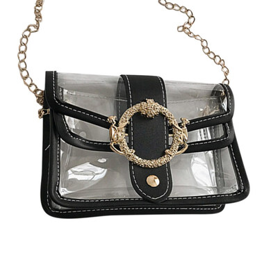 

Women Summer Transparent Jelly Bag Wild Chain Fashion Square Solid Color Shoulder Bag