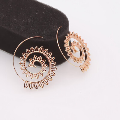 

E0450 Ethnic Jewelry Gold Color Swirl Hoop Earrings For Women Geometric Big Circle Earrings Steampunk Style Party Jewelry Gift