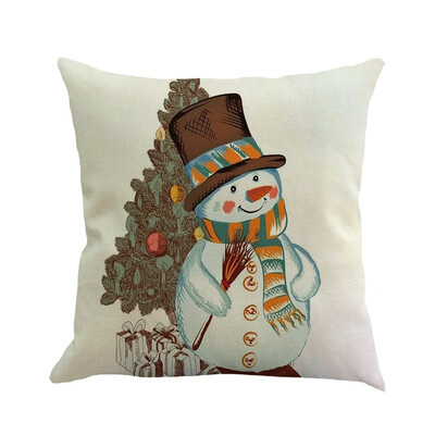

Christmas Festival Cushion Cover Santa Snowman Printing Pillowcase Sofa Bed Home Decorative Pillow Cover Throw Cushion Cover