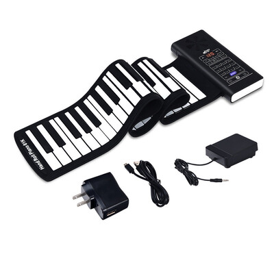 

61 Key Electronic Roll up Silicone Rechargeable Piano Keyboard-Black