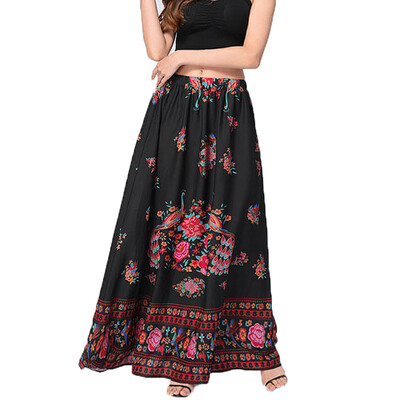 

Roseonmyhand Women Boho Maxi Skirt Beach Floral Holiday Summer High Waist Long Skirt