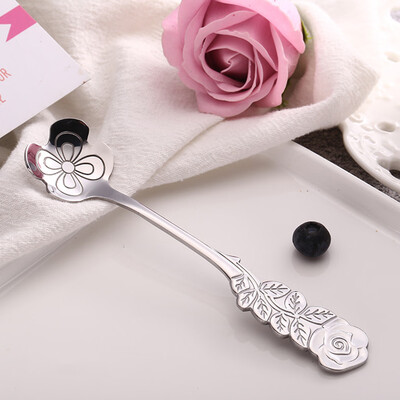 

Toponeto Stainless Coffee Spoon Flower Shape Dessert Ice Cream Candy Tea Spoon