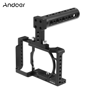 

Andoer Camera Cage Top Handle 15mm Rod Baseplate Kit Video Film Movie Making Stabilizer Aluminum Alloy 14 Inch Screw with Col