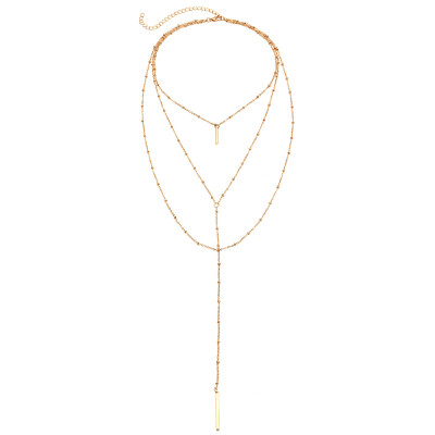 

Bohemian Long Pendant Necklaces For Women Vintage Gold Color Beads Choker Multi layer Necklace Statement Jewelry 2018