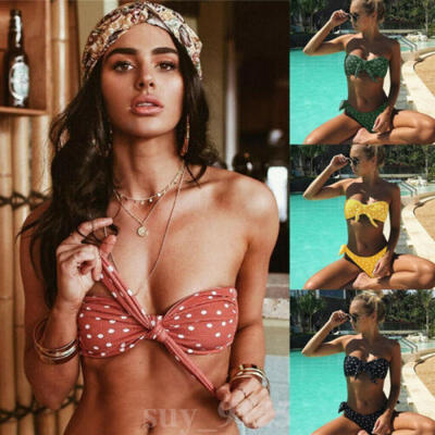 

Push-up Padded Swimwear Women Wave Bra Bandage Bikini Set Triangle Bathing Suit