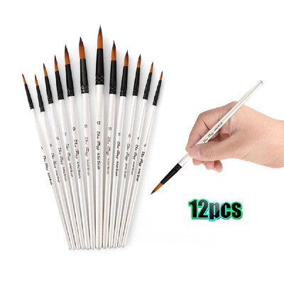 

Professional Paintbrushes Set Nylon Hair Paint Brush Fine Detail Watercolor Oil Acrylic Paint Pack of 12pcs Art Painting Supplies