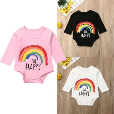 

UK Stock Toddler Newborn Baby Girl Boys Rainbow Romper Bodysuit Jumpsuit Outfits