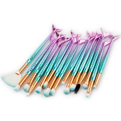 

〖Follure〗15PCS Mermaid Brush Set Foundation Eyeshadow Brushes Makeup Brushes Beauty