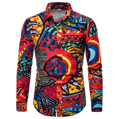 

Tailored Mens Summer Fashion Business Leisure Printing Long-sleeved Shirt Top Blouse