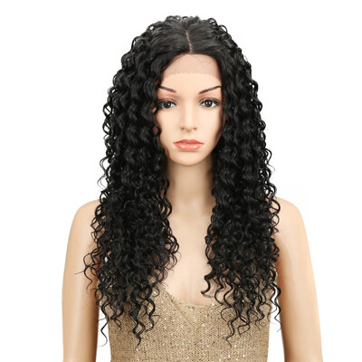 

Noble 30 Inches Synthetic Curly Wigs Blonde Brown Colors Long Afro Kinky Curly Hair Middle Part Lace Front Wig