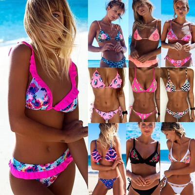 

Swimwear Women Padded Bikini Set Bandage Push-Up Swimsuit Bathing Beachwear