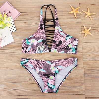 

Roseonmyhand Sexy Womens Bathing Suit Strap Floral Print Beachwear Swimsuit Bikini Set
