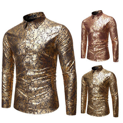 

Mens Long Sleeve Print Shirt Casual Button Down Slim Fit Dress Party T-shirts