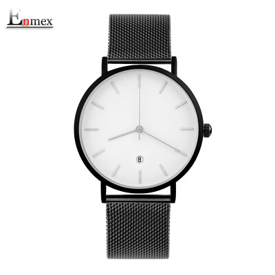 

Enmex simple Design for Translation of Holiday gifts three-dimensional simple couple wrists with thin steel neutral watches