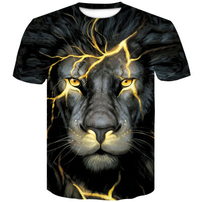 

Men\s 3D Digital Printed Lion-head Short Sleeve T-Shirt