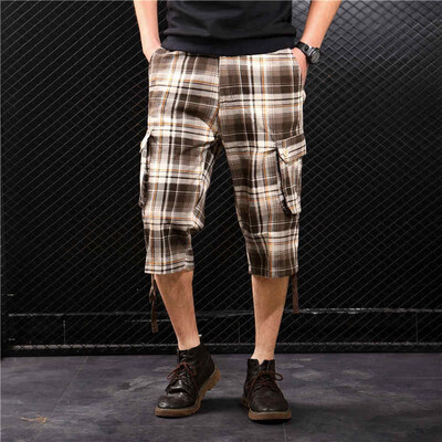 

SQSI shorts mens cropped trousers thin section 2019 new mens clothing grid 4941