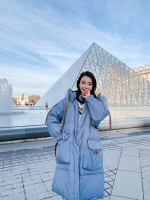 

Cotton coat jacket fashion retro hooded large fur collar loose coat 90267