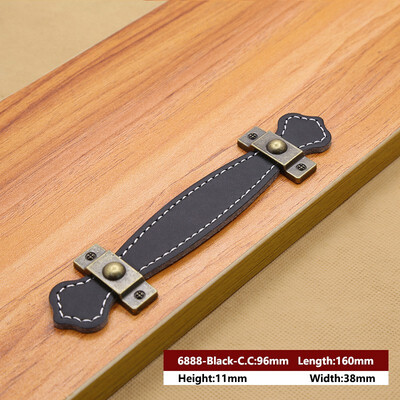 

JD Leather Handle Bag Handle Drawer Door Knob Brown Black Furniture Handle Hardware Decoration Zinc Alloy