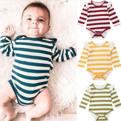 

Newborn Infant Baby Girls Cotton Stripe Romper Jumpsuit Bodysuit Outfits Clothes