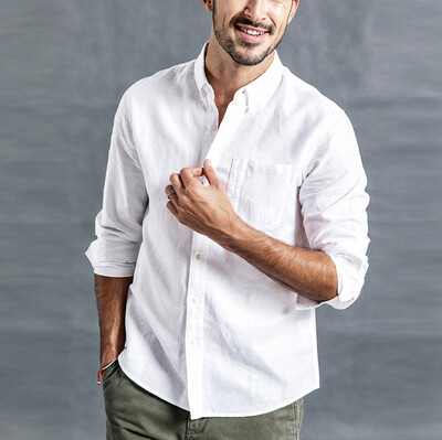 

Tailored Fashion Mens Summer Button Casual Linen&Cotton Long Sleeve Top Blouse