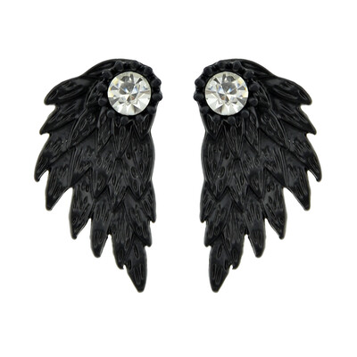 

Black Antique Silver Color with Rhinestone Wing Stud Earring