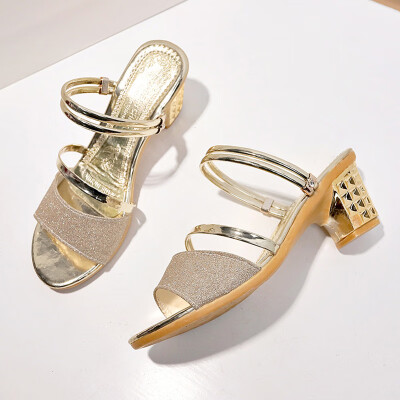 

Sandals Women Wear Small Fresh Rough-heeled Fashion Korean Version Two Sandals&High-heeled Womens Sandals in Summer