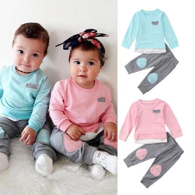 

Toddler Kids Baby Girls spring Outfits Clothes T-shirt Tops DressPants 2PCS Set