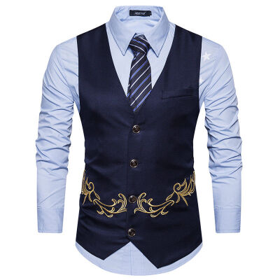 

Men Trendy Botton Business Formal Dress Slim Fit Vest Suit Tuxedo Waistcoat
