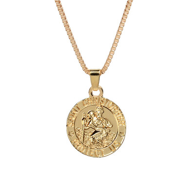 

Unisex Saint Christopher Protect Us Letter Print Holy Pendant Necklace Amulet