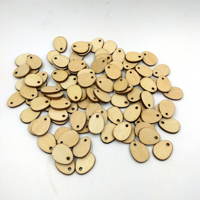 

Gobestart 100Pcs Wooden Easter Eggs Wood Craft For Easter Decorations Tag
