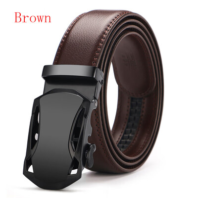 

New Automatic Buckle Cowskin Brown Belt Good Quality Genuine Leather Luxury Strap Male Belts For Men Jeans Wide 110-130cm long