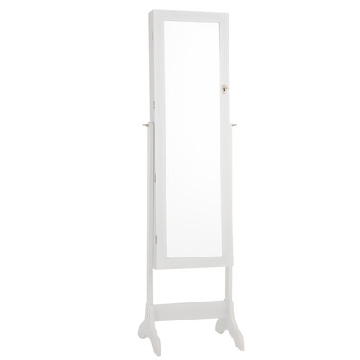 

Lockable Mirrored Jewelry Cabinet Armoire Storage Organizer Box-Black