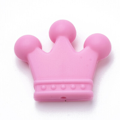 

Food Grade Environmental Silicone Beads Chewing Beads For Teethers DIY Nursing Necklaces Making Crown HotPink 30x35x10mm Hol