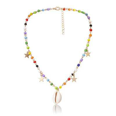 

Fashion Women Seed Beads Charm Necklace Gold Color Star String Beaded Choker Necklace Jewelry Torques Necklace Creative Gifts