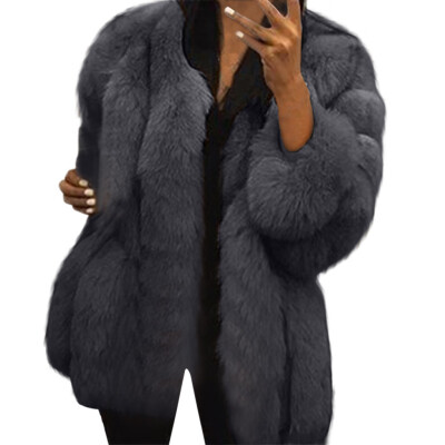 

Toponeto Women Plus Size Short Faux Coat Warm Furry Jacket Long Sleeve Outerwear