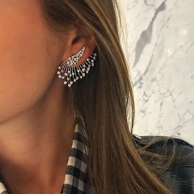 

Silver Rhinestone Wing Stud Earring 1 pc