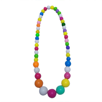 

New Fashion Style Colorful Round Plastic Ball Beads Necklace Plastic Adjustable Rope Jewelry For Girls Child Gifts