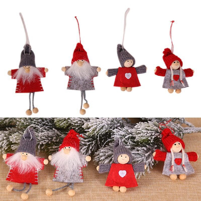 

Christmas Wooden Doll Pendant Boys&Girls Doll Widget 4 Different Patterns Mini Decoration Christmas Gifts