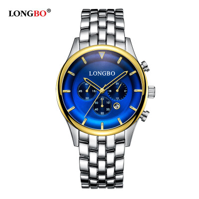 

Watch steel belt business waterproof watch male three eyes six-needle calendar luminous mens watch 80466