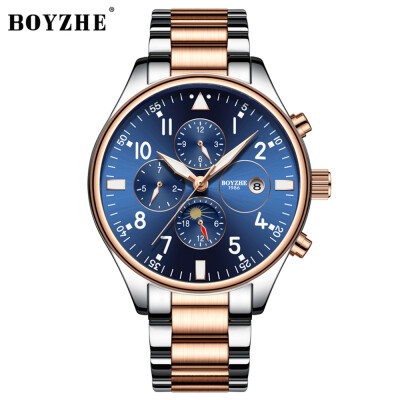 

BOYZHE WL002-G Watch Brand Luminous Waterproof Business Full-automatic Mechanical Men Stainless Steel Wrist Watch with Gift Box