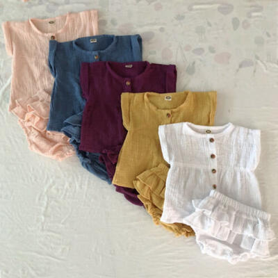 

US Toddler Baby Girl Clothes Dress TopsTutu Shorts Outfit Sunsuit 0-24M Summer