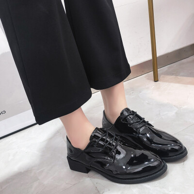 

Low Uppers Single Shoes Pure Black Work Shoes Low-heel Laces Leisure Shoes Simple Two-Wear Womens Shoes