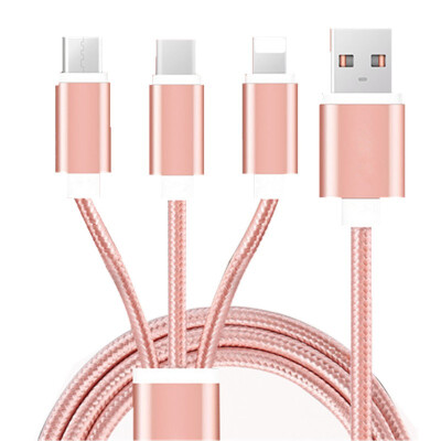 

High Quality 3 in 1 multi-function 1M Retractable Nylon Micro USB Cable Usb Cable