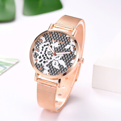 

RM Fashion Simple Elegant Floral Dial Without Scale Ladies Mesh With Quartz Watch