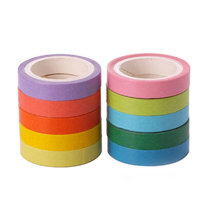 

10Pcs Rainbow Colors Sticky Paper Roll Tape Adhesive DIY Craft Decoration Washi Tape Scrapbooking Stickers