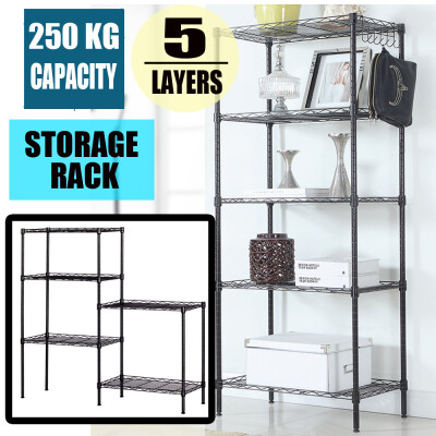 

5 Tier Metal Kitchen Garage Storage Rack Shelf Organizer Saving Wire Shelving