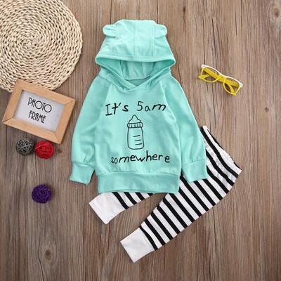 

2PCS Newborn Toddler Baby Outfits Boy Girl Clothes Hoodie T-shirt TopsPants Set
